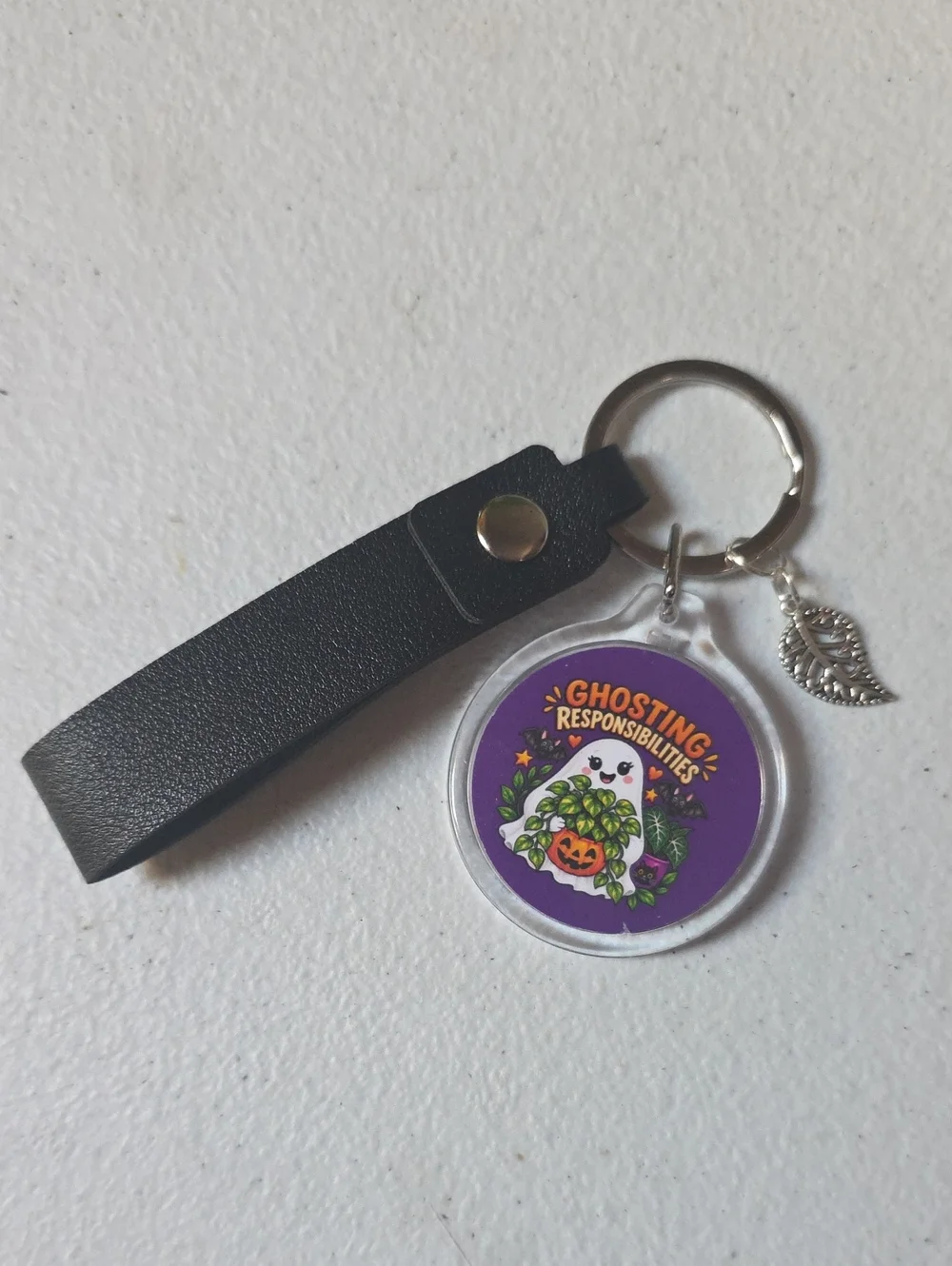 Ghosting Responsibilities Halloween Keychain with Removable Strap